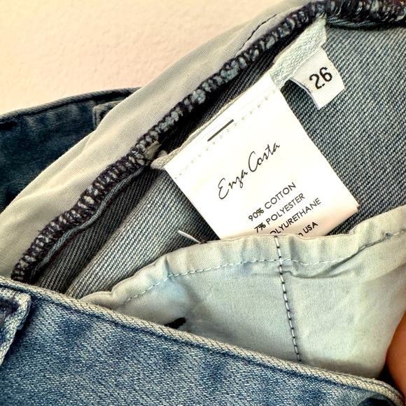 Enza Costa Straight Leg Trouser Pant in Mid Wash - Picture 7 of 7